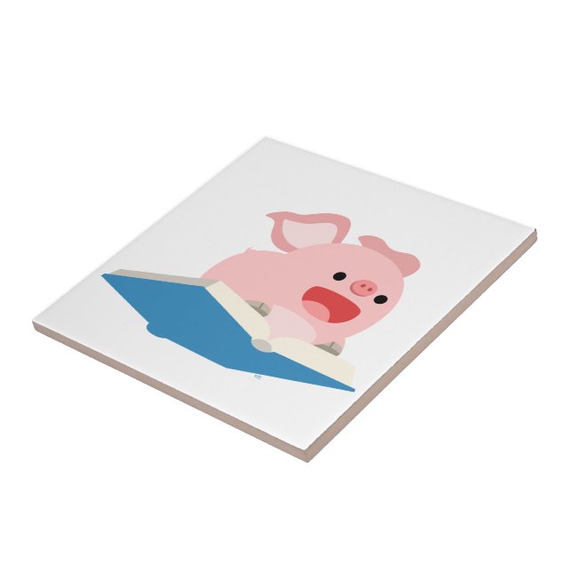 Das Flying Book und der Cartoon Pig Tile Fliese (Seite)