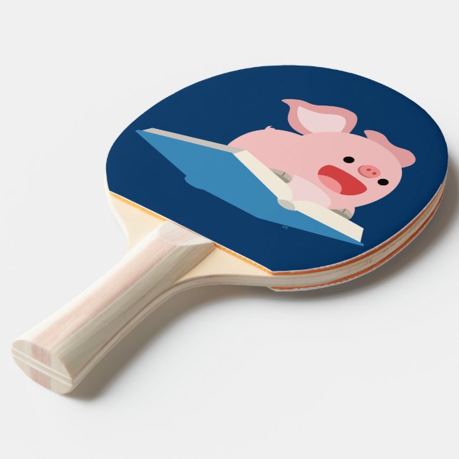 Das Flying Book und der Cartoon Ping Pong Paddle Tischtennis Schläger (Vorderseite)