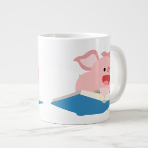 Das Flying Book und die Cartoon Pig Jumbo-Tasse
