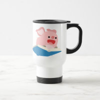 Das Flying Book und die Cartoon Pig-Tasse