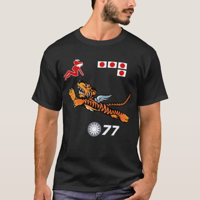 Das Flying Tigers WWII Nasen-Kunst T-Shirt (Vorderseite)