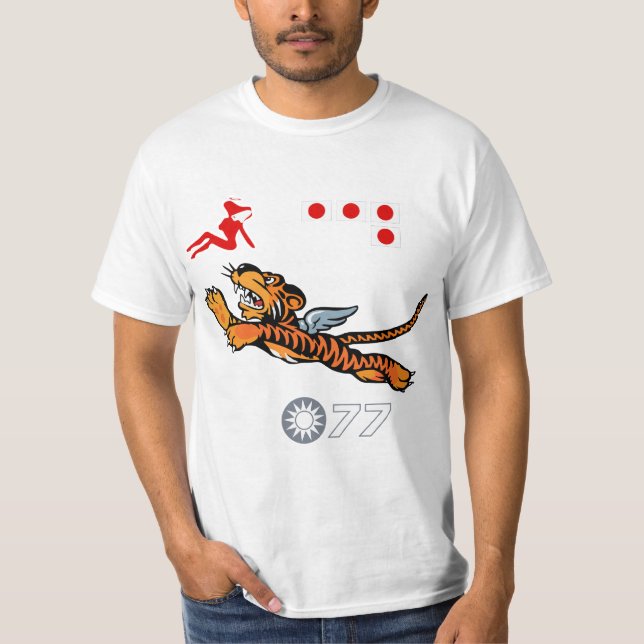 Das Flying Tigers WWII Nasen-Kunst T-Shirt (Vorderseite)