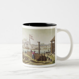 Das Fort in Batavia mit gebürtigen Blockwinden, Zweifarbige Tasse