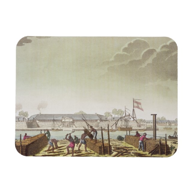 Das Fort in Batavia mit Native Loggers, Platte 50 Magnet (Horizontal)