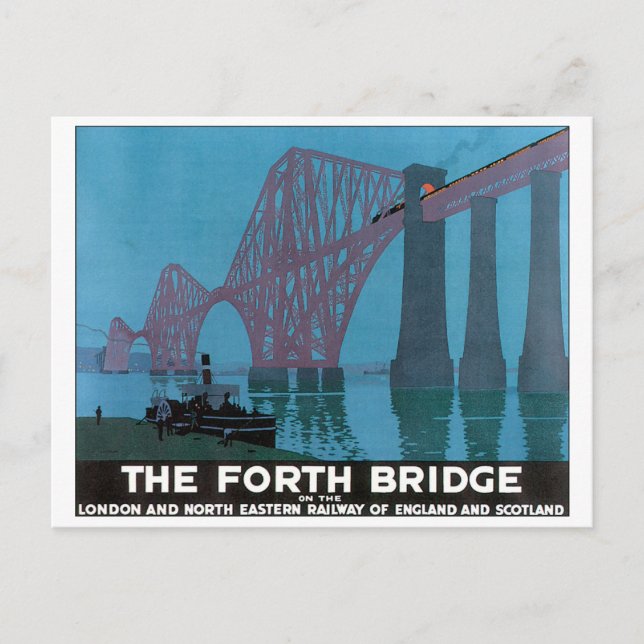 Das Forth Bridge Vintage-Reiseposter Postkarte (Vorderseite)