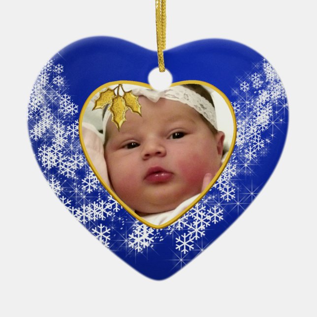 Das Foto-Andenken-Weihnachtsverzierung des Babys Keramik Ornament (Vorne)