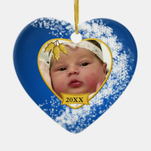 Das Foto-Andenken-Weihnachtsverzierung des Babys Keramik Ornament