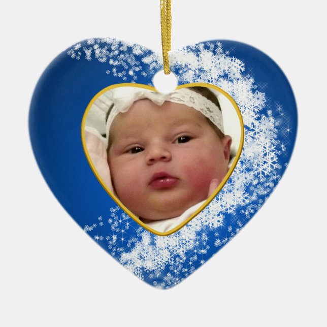Das Foto-Andenken-Weihnachtsverzierung des Babys Keramik Ornament (Vorne)