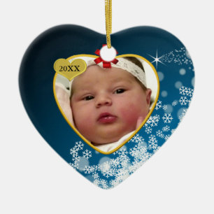 Das Foto-Andenken-Weihnachtsverzierung des Babys Keramikornament