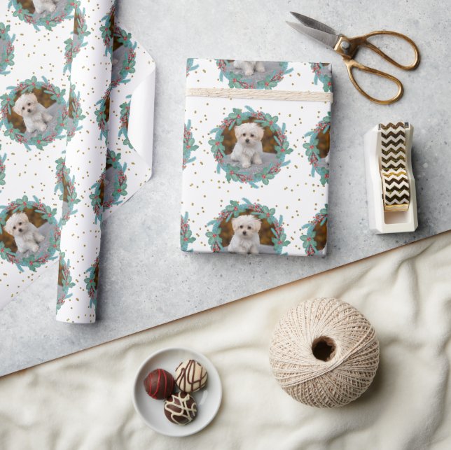 Das Foto deines Hauses in Weihnachtskriegen Geschenkpapier (Kunsthandwerk)