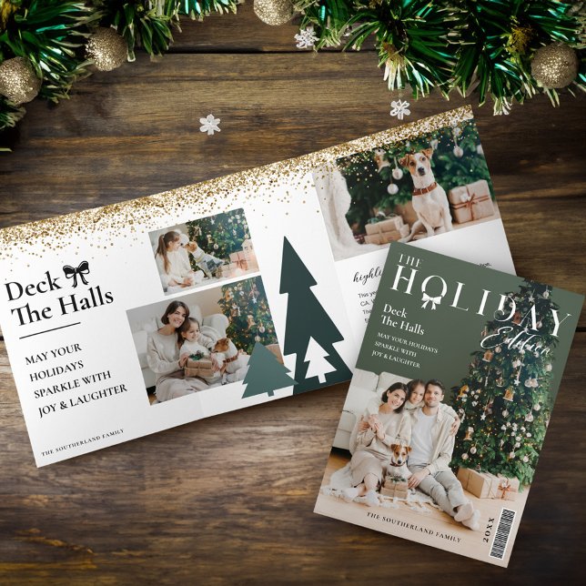 Das Foto der Holiday Edition Family Dreifach Gefaltete Urlaubskarte (The Holiday Edition Family Photo Magazine Cover Tri-Fold Holiday Card)