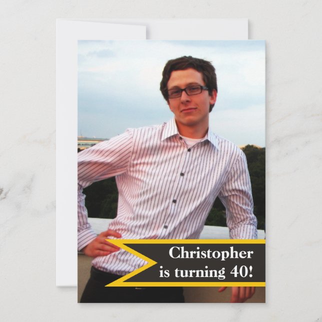 Das Foto der modernen Männer aus dem 40. Einladung (Vorderseite)