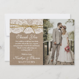 Das Foto der rustikalen Twine Bow Wedding Collecti Dankeskarte