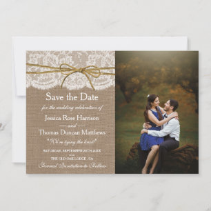 Das Foto der rustikalen Twine Bow Wedding Collecti Save The Date