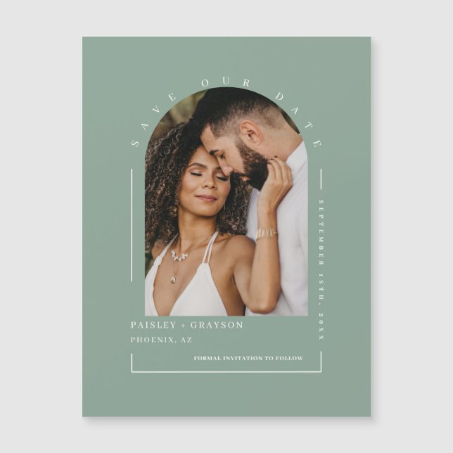 Das Foto "Sage Green Arch" Rette unsere Datums-Mag Magnetkarte (Vorderseite)