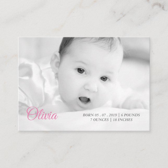 das Foto u. der Name Ihres Babys Visitenkarte (Vorderseite)