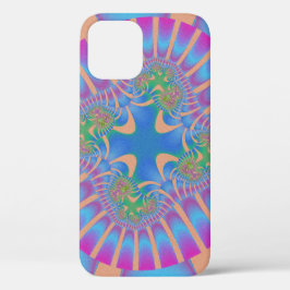 Das Fraktal ist hell blau, rosa und orange Case-Mate iPhone Hülle
