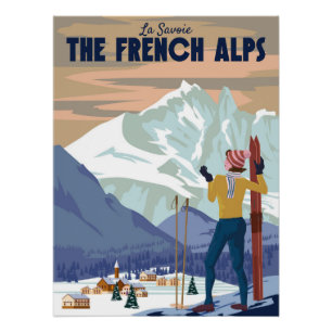 Das französische Alpenskigebiet Poster. Mont Blanc Poster