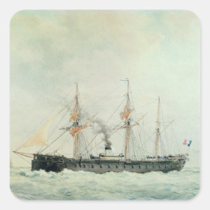 Das französische Schlachtschiff "La Gloire", 1880 Quadratischer Aufkleber