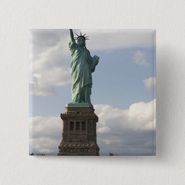 Das Freiheitsstatue auf Freiheits-Insel in neuem Button (Vorderseite)