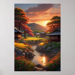 Das Friedliche Glühen der japanischen Landschaft Poster