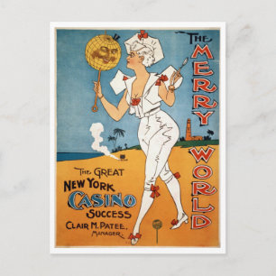 Das fröhliche WeltVintage Theater-Plakat Feiertagspostkarte