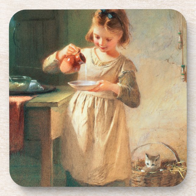 Das Frühstück der Miezekatze Untersetzer (Vorderseite)