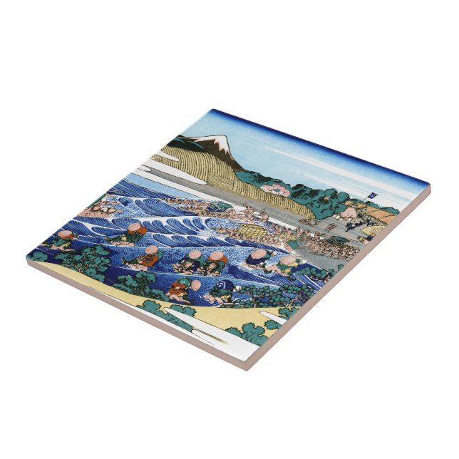 Das Fuji von Kanaya auf dem Tokaido Hokusai Fliese (Seite)