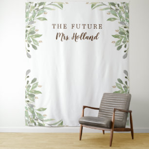 Das Future Mrs Greenery Brautparty-Banner Wandteppich