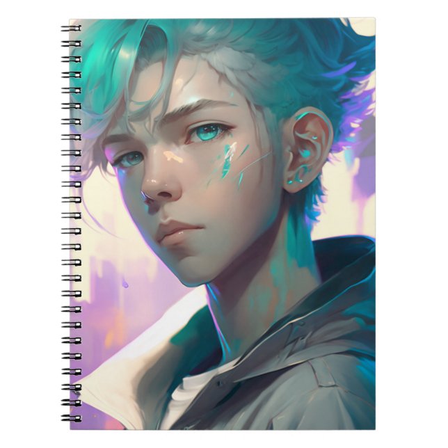 Das futuristische Anime-Boy-Notebook Notizblock (Vorderseite)