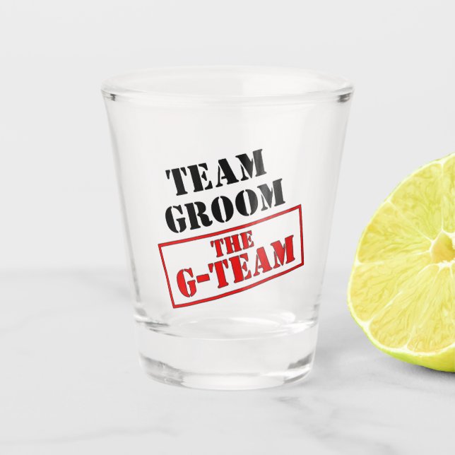 Das G-Team Team Groom  Schnapsglas (Vorderseite)