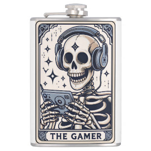 Das Gamer-Skelett-Tarotkarte Flachmann