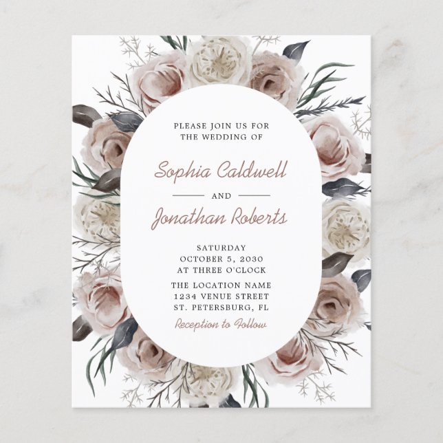 Das ganze Budget in einem Dusty Pink Floral Wedite (Vorderseite)