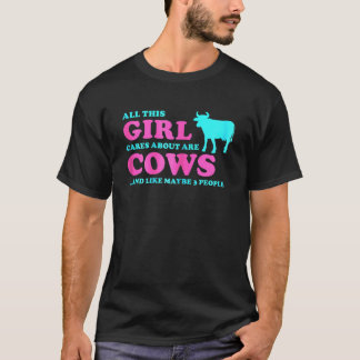 Das ganze Mädchen kümmert sich um Kuh Bauer T-Shirt