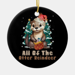 Das ganze Otter Reindeer Funny Christmas Animal F Keramik Ornament