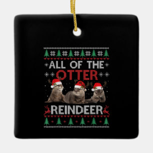 Das ganze Otter Rentier Weihnachtskraut Keramikornament