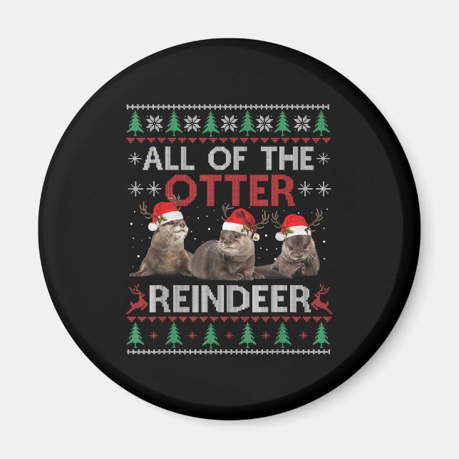 Das ganze Otter Rentier Weihnachtskraut Magnet (Vorne)
