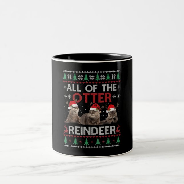 Das ganze Otter Rentier Weihnachtskraut Zweifarbige Tasse (Mittel)