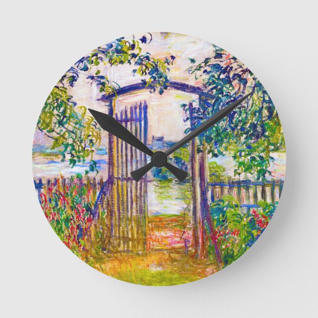 Das Gartentor bei Vetheuil Claude Monet Runde Wanduhr (Vorderseite)