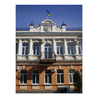 Das Gebäude des Stadtrats von Melitopol Poster