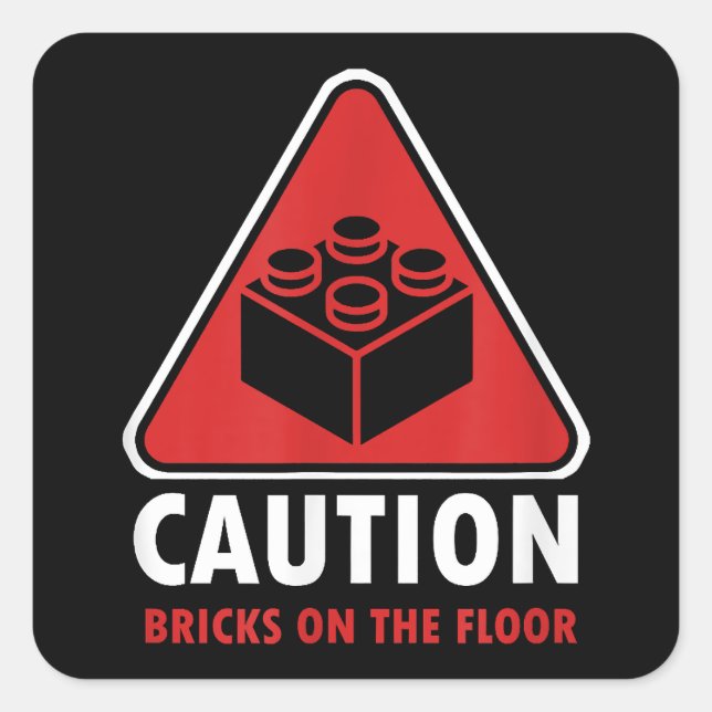 Das Gebäude "Funny Warning Caution" blockiert Stei Quadratischer Aufkleber (Vorderseite)