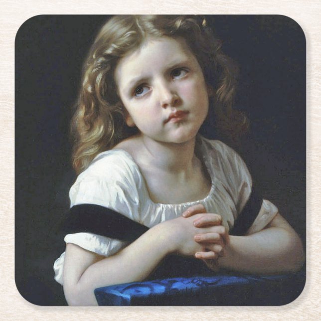 Das Gebet, Bouguereau Rechteckiger Pappuntersetzer (Vorderseite)