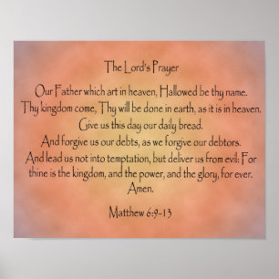 Das Gebet des Herrn, orange Vintager Hintergrund Poster