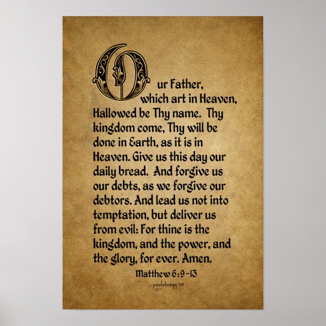 Das Gebet des Herrn (Schrift: Matthew 6:9-13) Poster (Vorne)