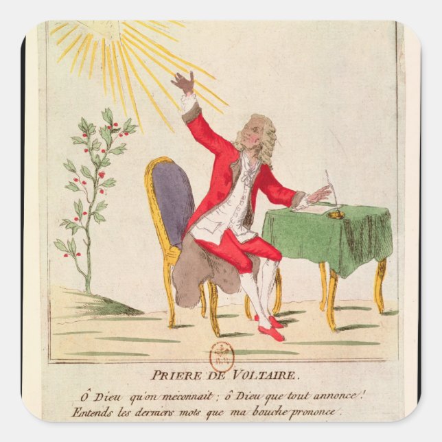 Das Gebet von Voltaire Quadratischer Aufkleber (Vorderseite)