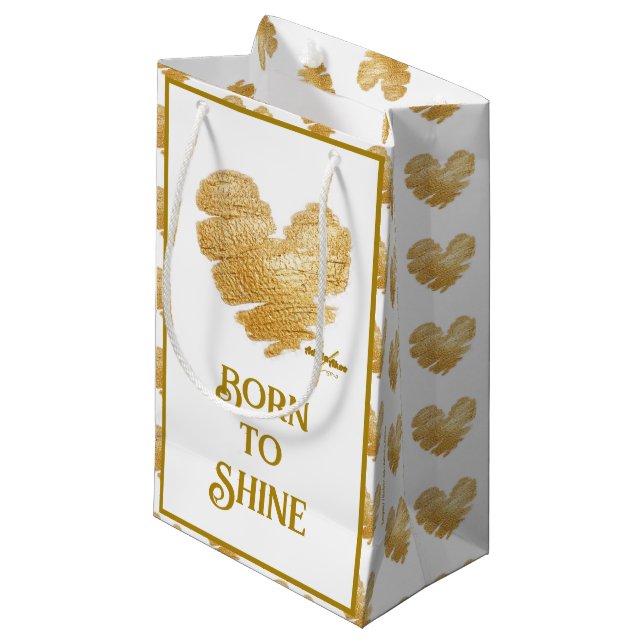 Das Geborene kleine Geschenktücher aus Shine White Geschenktüte (Vorderseite Schrägansicht)