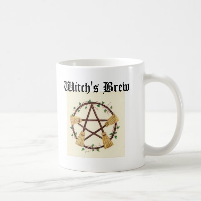 Das Gebräu Besen Pentagram Hexe Kaffeetasse (Rechts)