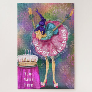 Das Geburtstagsrätsel-Mädchen bläst Kerzen aus Ihr Puzzle