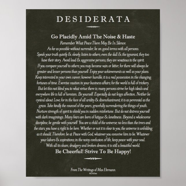 Das Gedicht der Desiderata von Max Ehrmann Chalk A Poster (Vorne)