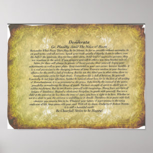 Das Gedicht der Desiderata von Max Ehrmann Poster